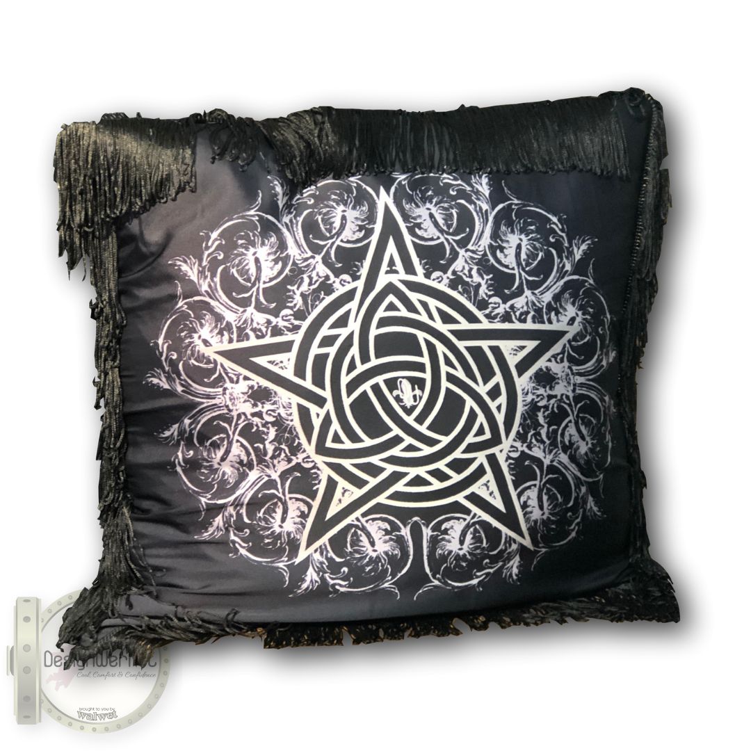 PENTAGRAM svart - Lyxigt Kuddfodral i Satin