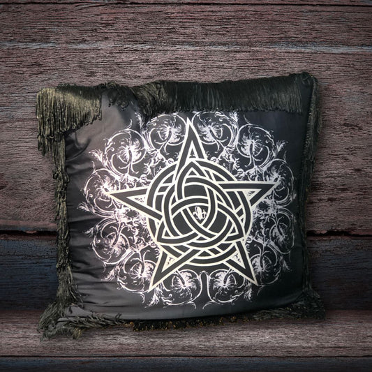 SATIN PENTAGRAM cushion cover black